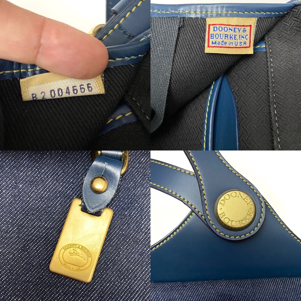 Vintage Dooney & Bourke Blue Denim Leather Backpack - Picture 10 of 11